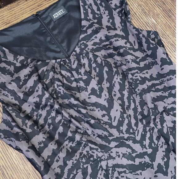 Adrianna Papell M Zebra Animal Print Brown Sleeveless Classic Pleated chest GUC - Picture 2 of 12